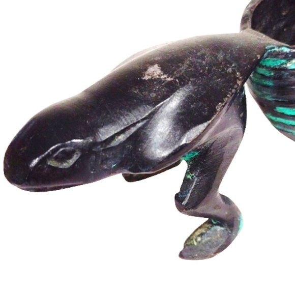 Vintage Whimsical MCM Asian Inspired Bronze Frog Pulling an Upturned Shell 1950s - Picture 7 of 12
